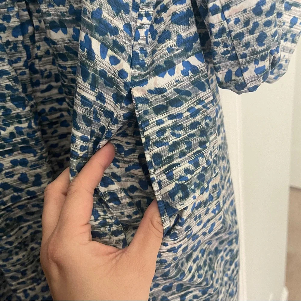 HUNTER BELL Blue Jenkins Dress Puff Sleeve - Picture 6 of 8